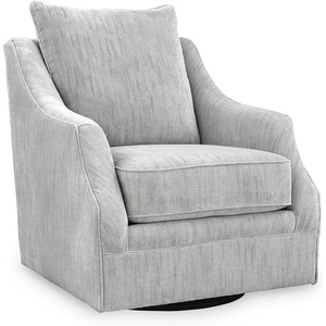 Signature Design by Ashley Gubbins Classic Swivel Accent Chair with Reversible Pillow Back and Loose Seat Cushion, Light Gray