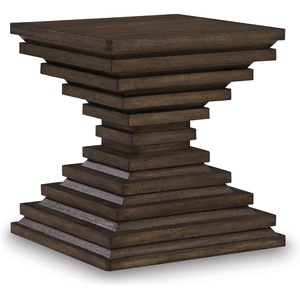 Signature Design by Ashley Hannodream Modern End Table with Architectural Geometry Design, Dark Brown(Warm Brown)