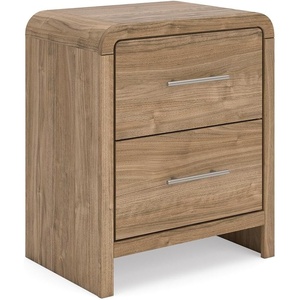 Signature Design by Ashley Dayella Casual 2-Drawer Nightstand with Storage, USB Ports, and Anti-Tipping Kits, Warm Brown