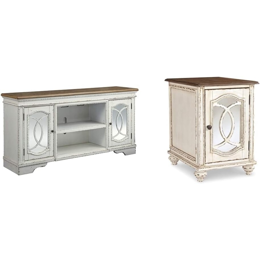image:imageSignature Ashley Realyn Farmhouse TV Stand and Chair Side End Table