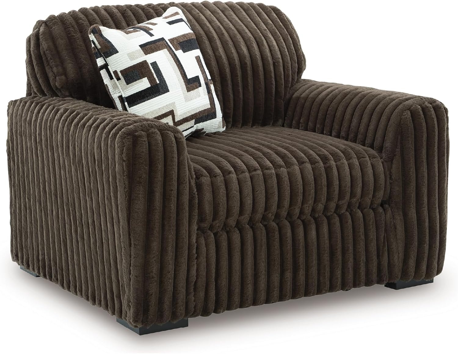 image:imageSignature Design by Ashley MidnightMadness Sectional UShape 3Piece Double Chaise Plush Jumbo Corduroy Upholstery Oversized Lounging for Family Movie Nights 150 W Chocolate BrownBrown