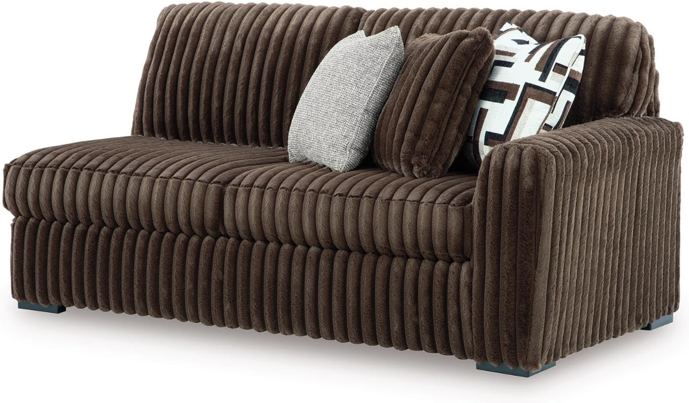 image:imageSignature Design by Ashley MidnightMadness Sectional UShape 3Piece Double Chaise Plush Jumbo Corduroy Upholstery Oversized Lounging for Family Movie Nights 150 W Chocolate BrownBrown