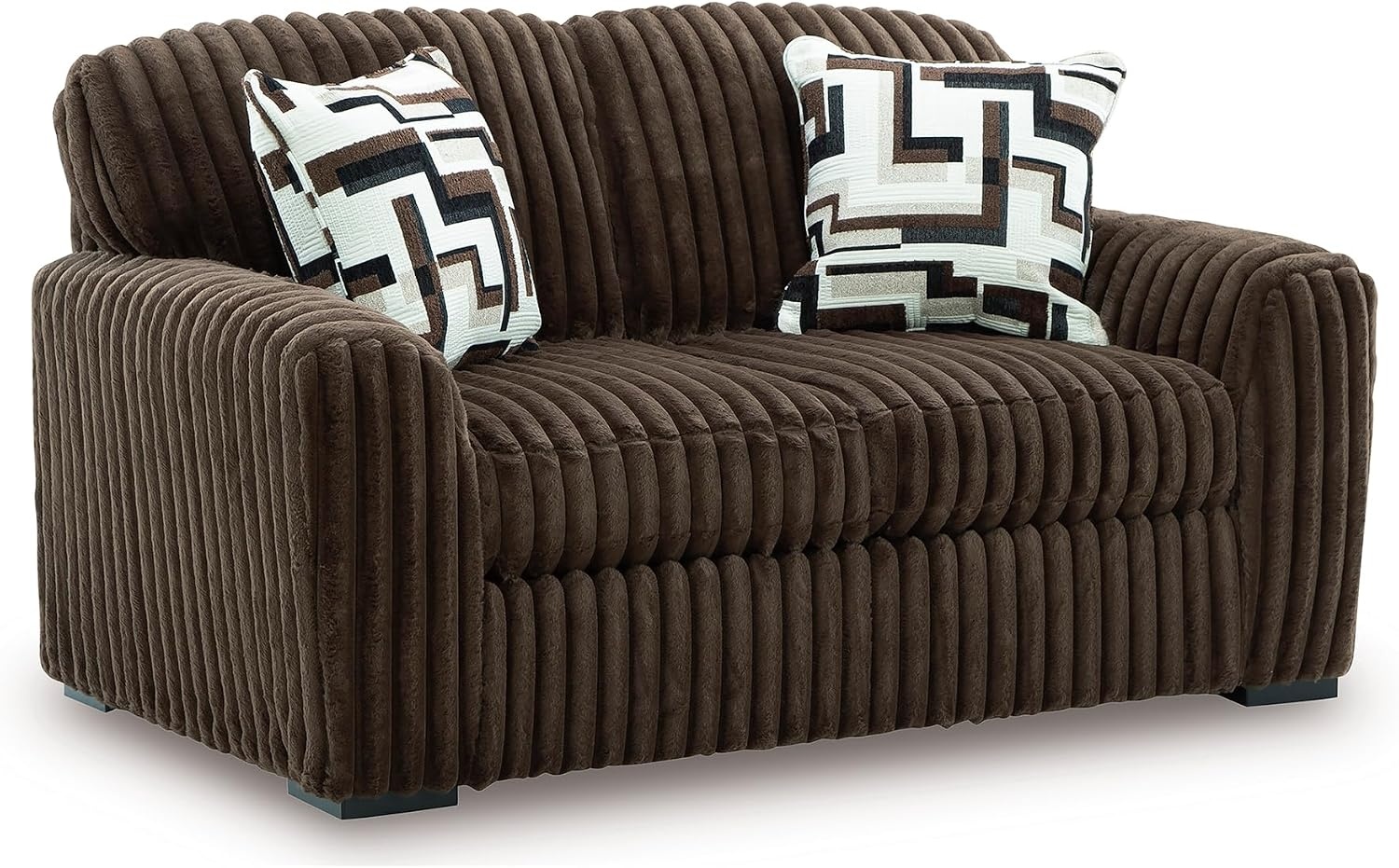 image:imageSignature Design by Ashley MidnightMadness Sectional UShape 3Piece Double Chaise Plush Jumbo Corduroy Upholstery Oversized Lounging for Family Movie Nights 150 W Chocolate BrownBrown