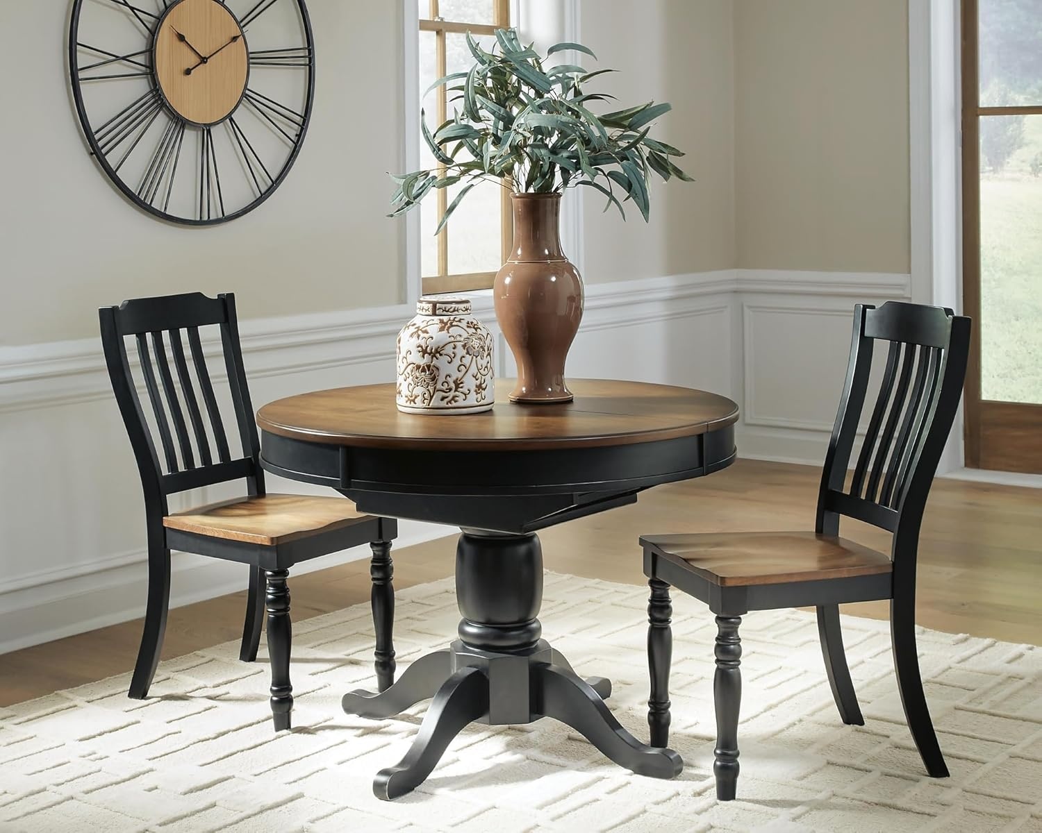 image:imageSignature Design by Ashley Phillinger Farmhouse Dining Chair Set of 2 Black amp Medium Brown