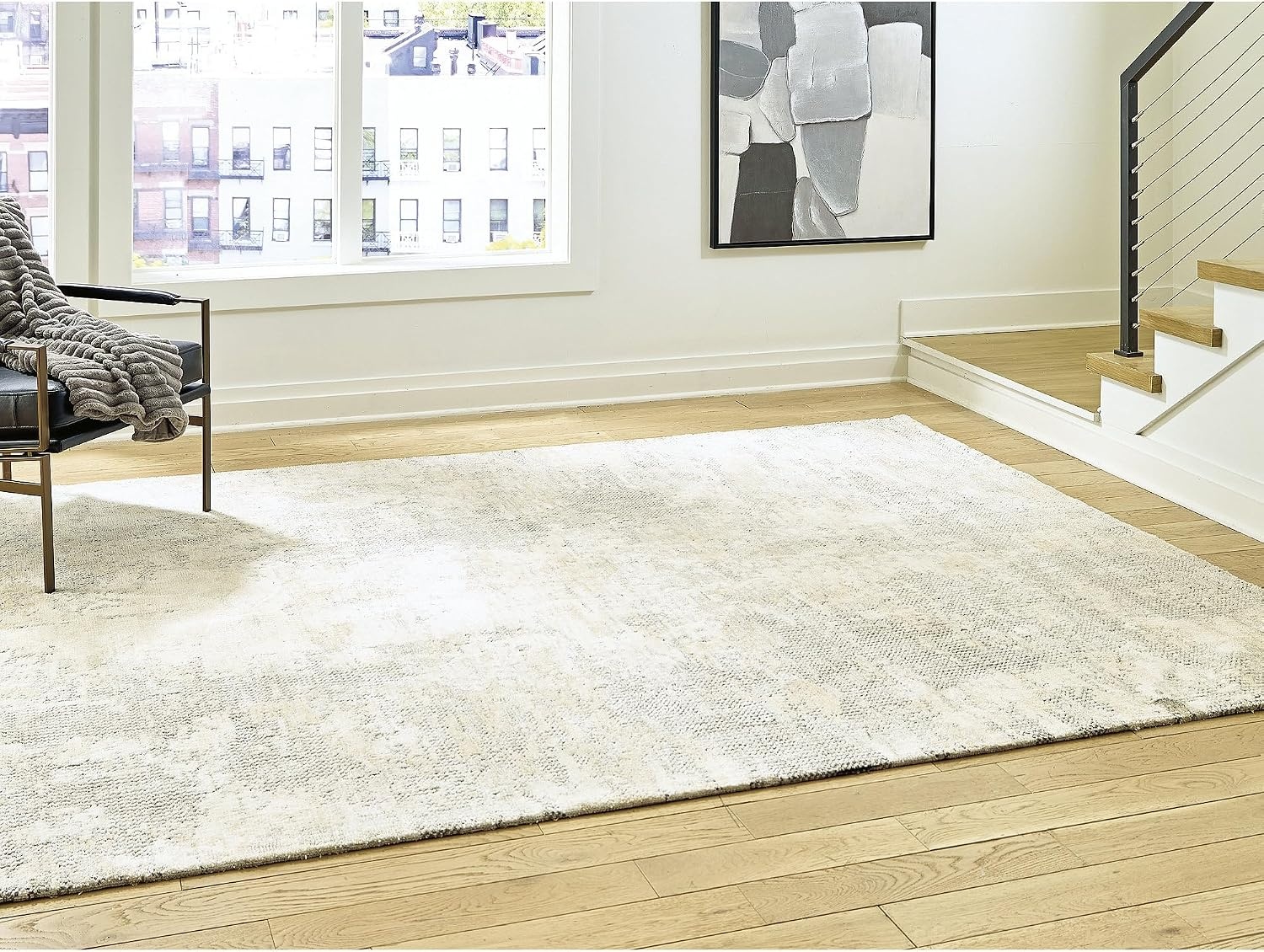 image:imageSignature Design by Ashley Raif Modern 8 x 10 Large Rug with Abstract Pattern White amp Light Gray