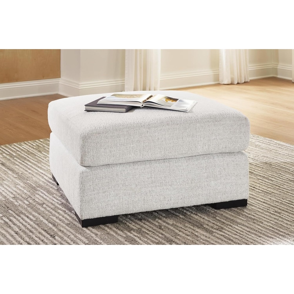 image:imageSignature Design by Ashley Kendrie Contemporary Stain Resistant Upholstered Oversized Accent Ottoman Off White