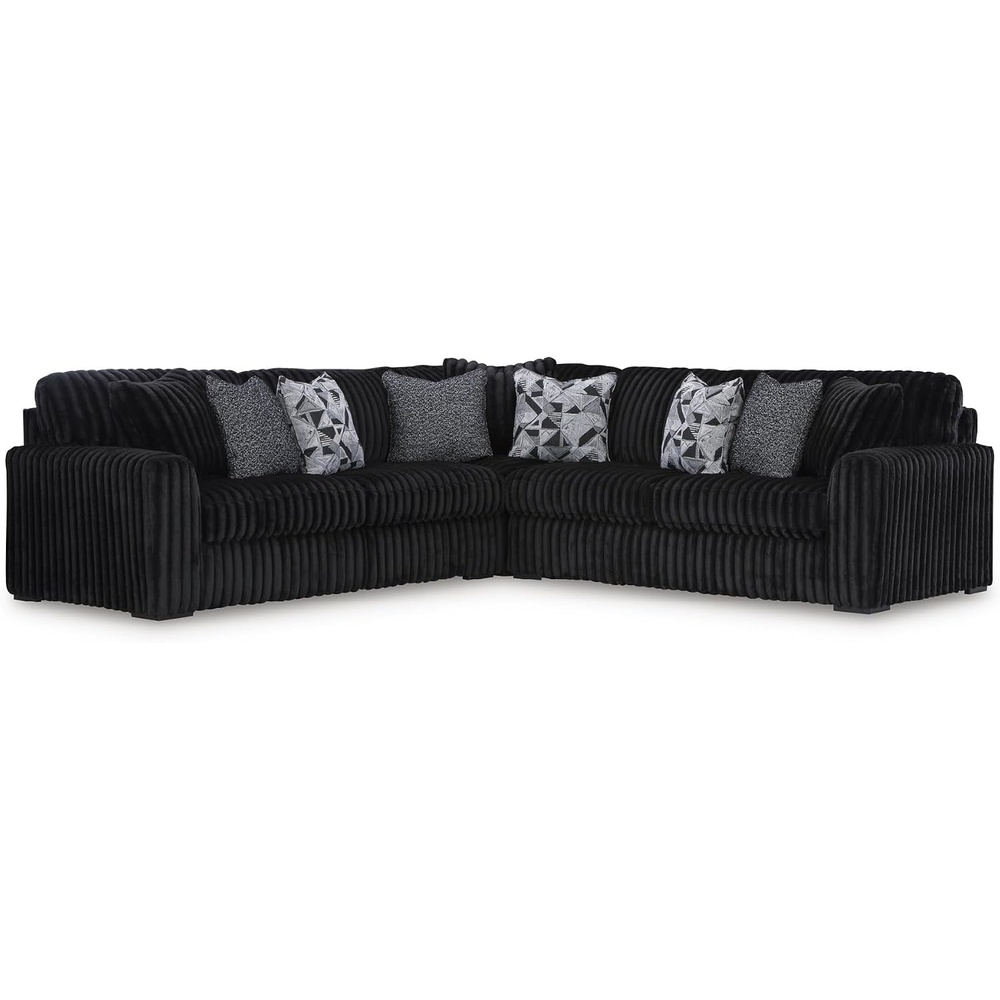 image:imageSignature Design by Ashley MidnightMadness Sectional UShape 3Piece Double Chaise Plush Jumbo Corduroy Upholstery Oversized Lounging for Family Movie Nights 150 W Chocolate BrownOnyx