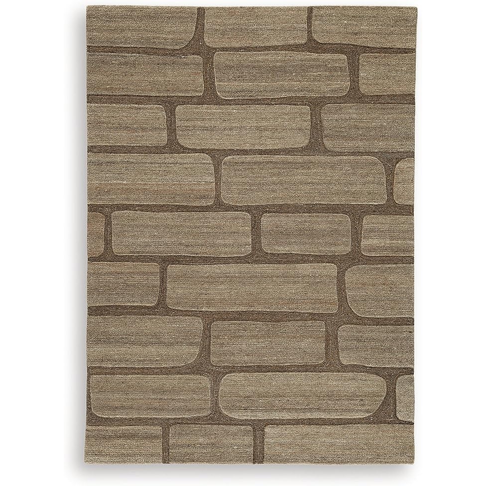 image:imageSignature Design by Ashley Orest Contemporary Hand Tufted 5 x 7 Medium Rug with Geometric Pattern Light Brown amp Dark Brown