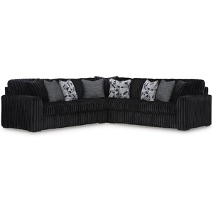 Signature Design by Ashley Midnight-Madness Sectional, U-Shape 3-Piece Double Chaise, Plush Jumbo Corduroy Upholstery, Oversized Lounging for Family Movie Nights, 150″ W, Chocolate Brown(Onyx)