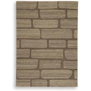 Signature Design by Ashley Orest Contemporary Hand Tufted 5 x 7 Medium Rug with Geometric Pattern, Light Brown & Dark Brown