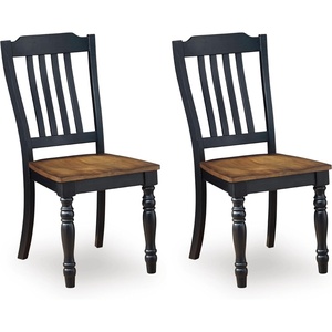 Signature Design by Ashley Phillinger Farmhouse Dining Chair, Set of 2, Black & Medium Brown