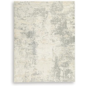 Signature Design by Ashley Raif Modern 8 x 10 Large Rug with Abstract Pattern, White & Light Gray
