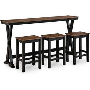 Signature Design by Ashley Wildenauer Rustic Counter Height Dining Table and 3 Bar Stools Set with USB Ports, Set of 4, Dark Brown & Black