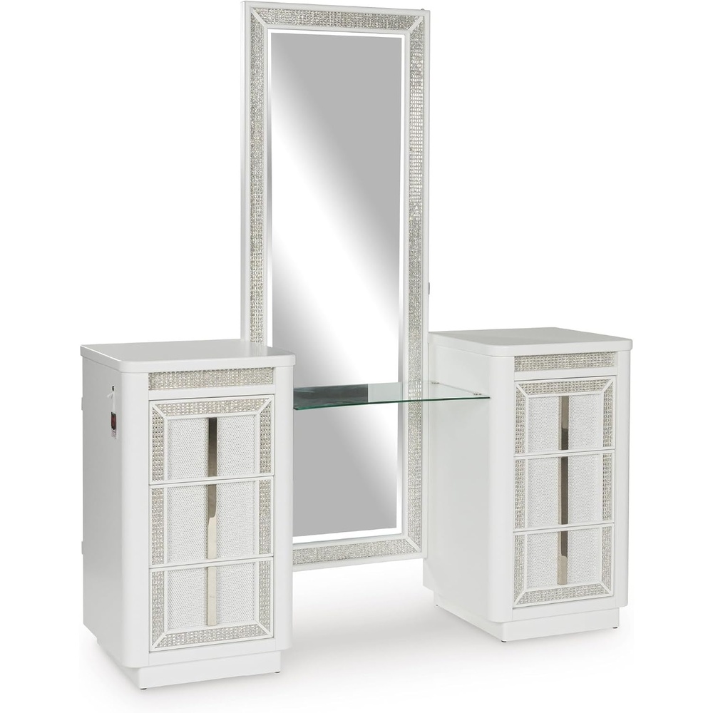 image:imageSignature Design by Ashley Chalanna Contemporary 3Drawer Vanity White amp Clear