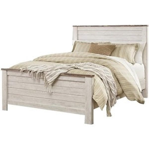 Ashley Furniture Willowton 65″ W x 87″ D Farmhouse Wood Queen Sized Panel Bed in Whitewash Finish(Queen)