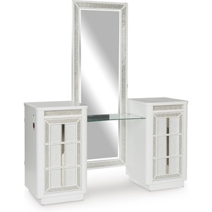 Signature Design by Ashley Chalanna Contemporary 3-Drawer Vanity, White & Clear