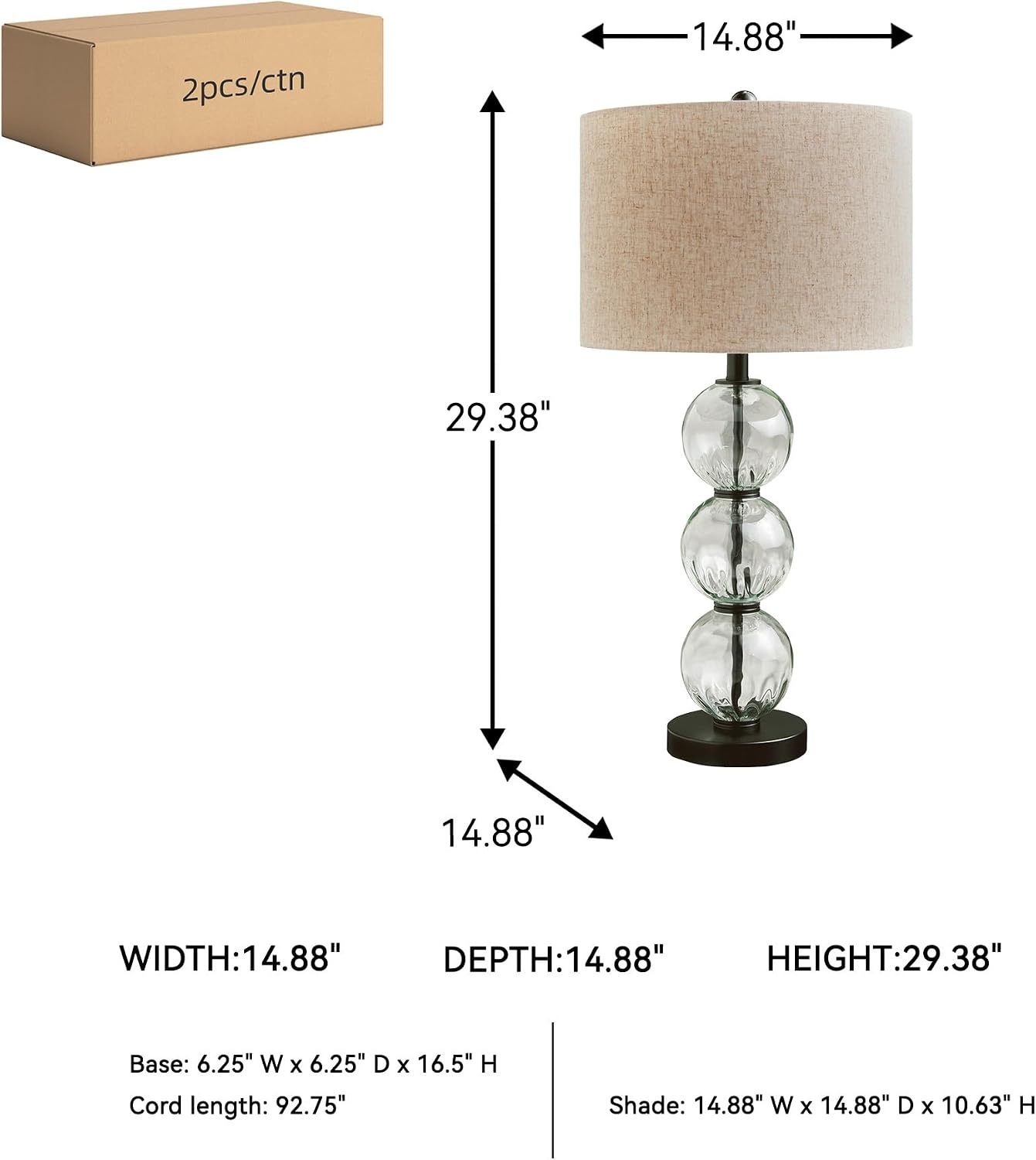 image:imageSignature Design by Ashley Airbal Modern 295 Glass and Metal Table Lamp Set of 2 Black amp Glass