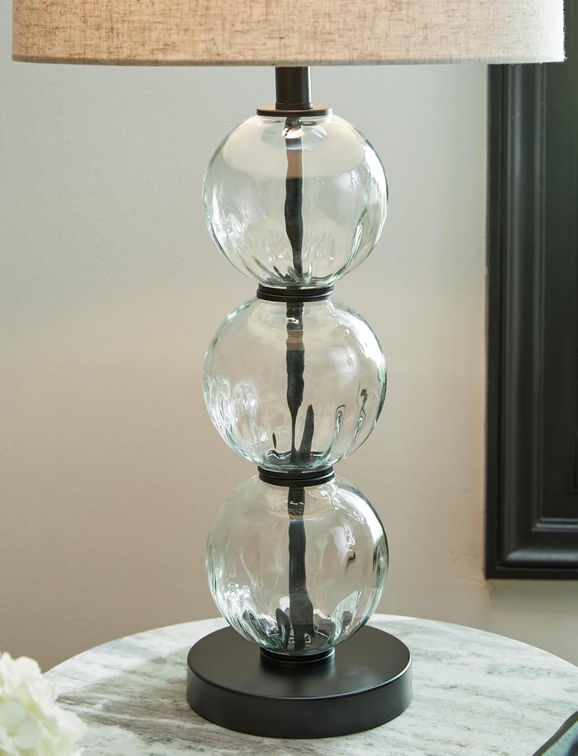 image:imageSignature Design by Ashley Airbal Modern 295 Glass and Metal Table Lamp Set of 2 Black amp Glass