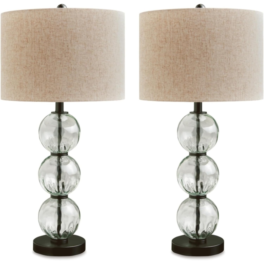 image:imageSignature Design by Ashley Airbal Modern 295 Glass and Metal Table Lamp Set of 2 Black amp Glass