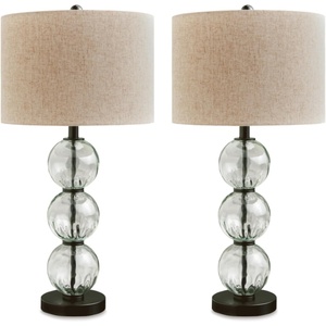 Signature Design by Ashley Airbal Modern 29.5″ Glass and Metal Table Lamp, Set of 2, Black & Glass