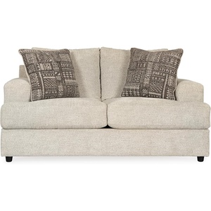 Signature Design by Ashley Soletren Loveseat Sofa, Fully Assembled Deep Seating Couch with Anti-Sag Foundation and Polyester Chenille Fabric, Contemporary Living Room Comfort, Stone, 71″ W(Cream)