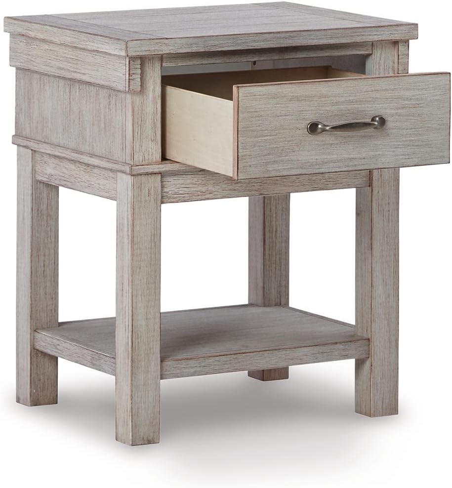image:imageSignature Design by Ashley Hollentown Modern Farmhouse 1 Drawer Nightstand Whitewash
