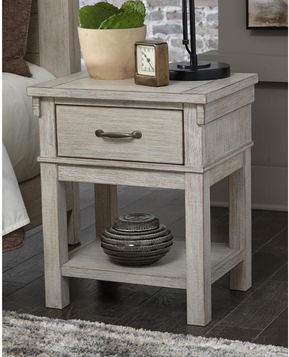 image:imageSignature Design by Ashley Hollentown Modern Farmhouse 1 Drawer Nightstand Whitewash