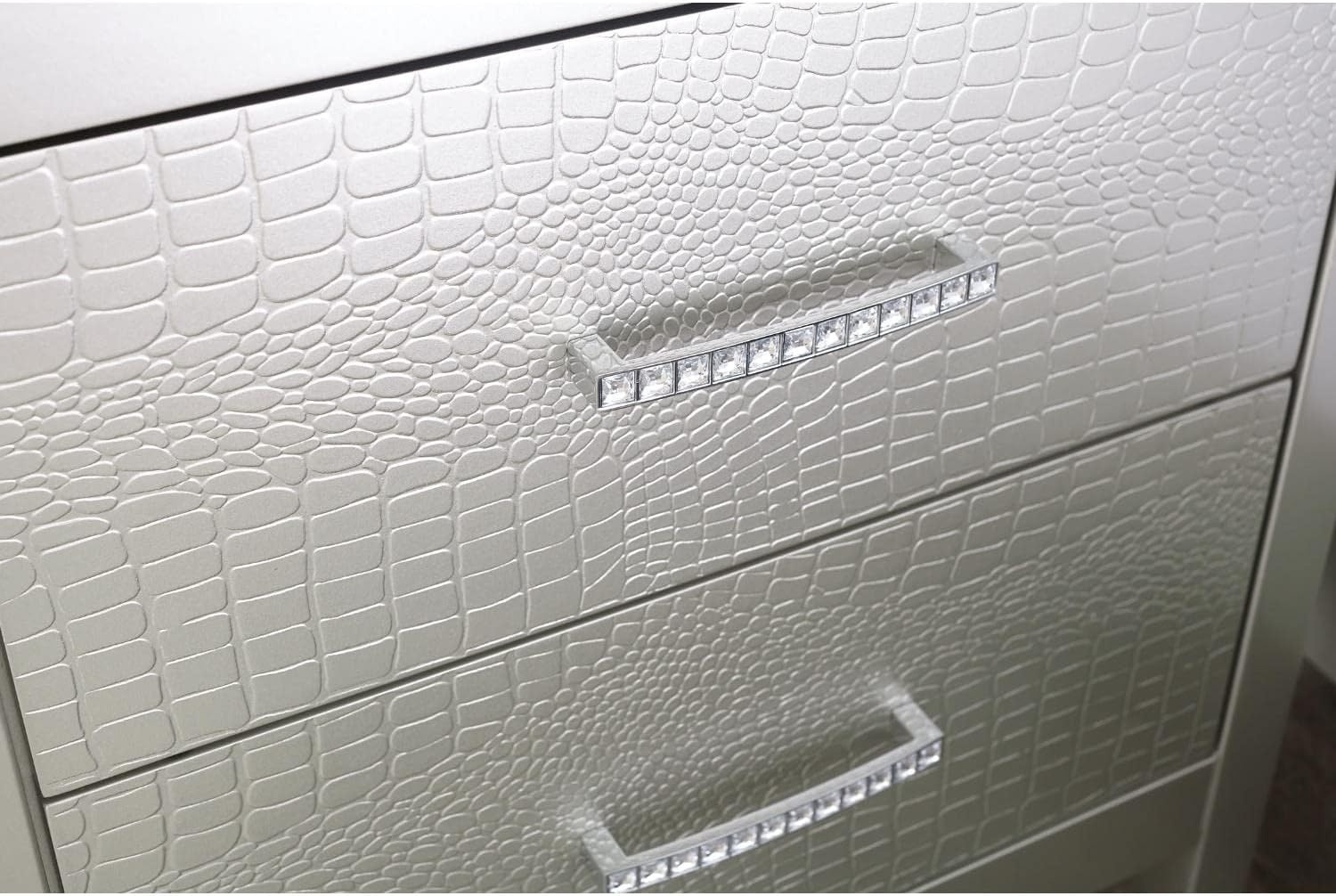 image:imageSignature Design by Ashley Olivet Glam 2 Drawer Nightstand with Faux Shagreen Drawer Fronts Silver