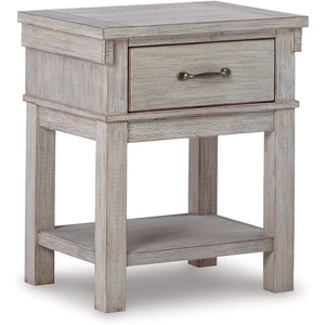 Signature Design by Ashley Hollentown Modern Farmhouse 1 Drawer Nightstand, Whitewash