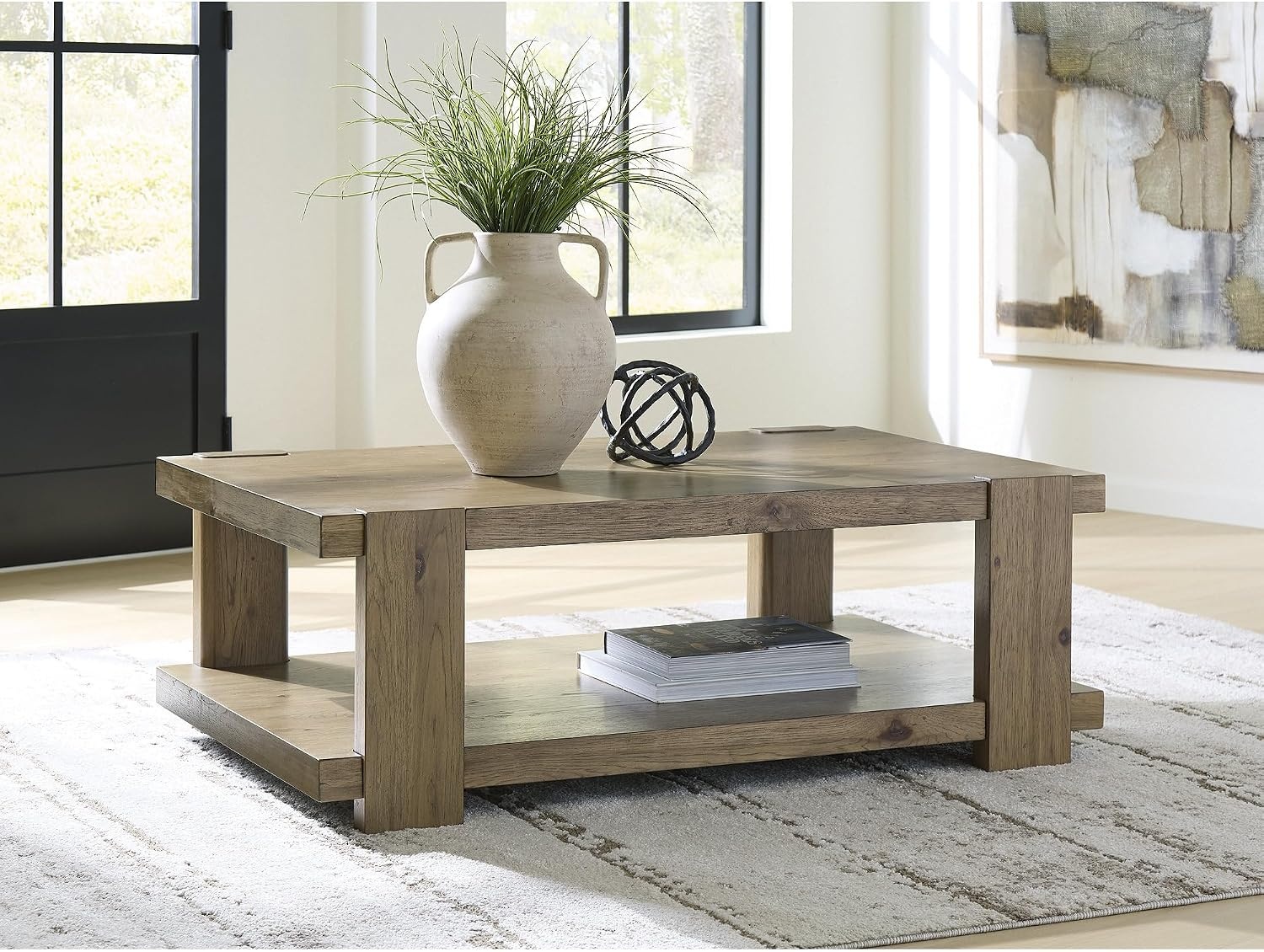image:imageSignature Design by Ashley Flangren Casual Coffee Table with Storage Light Brown
