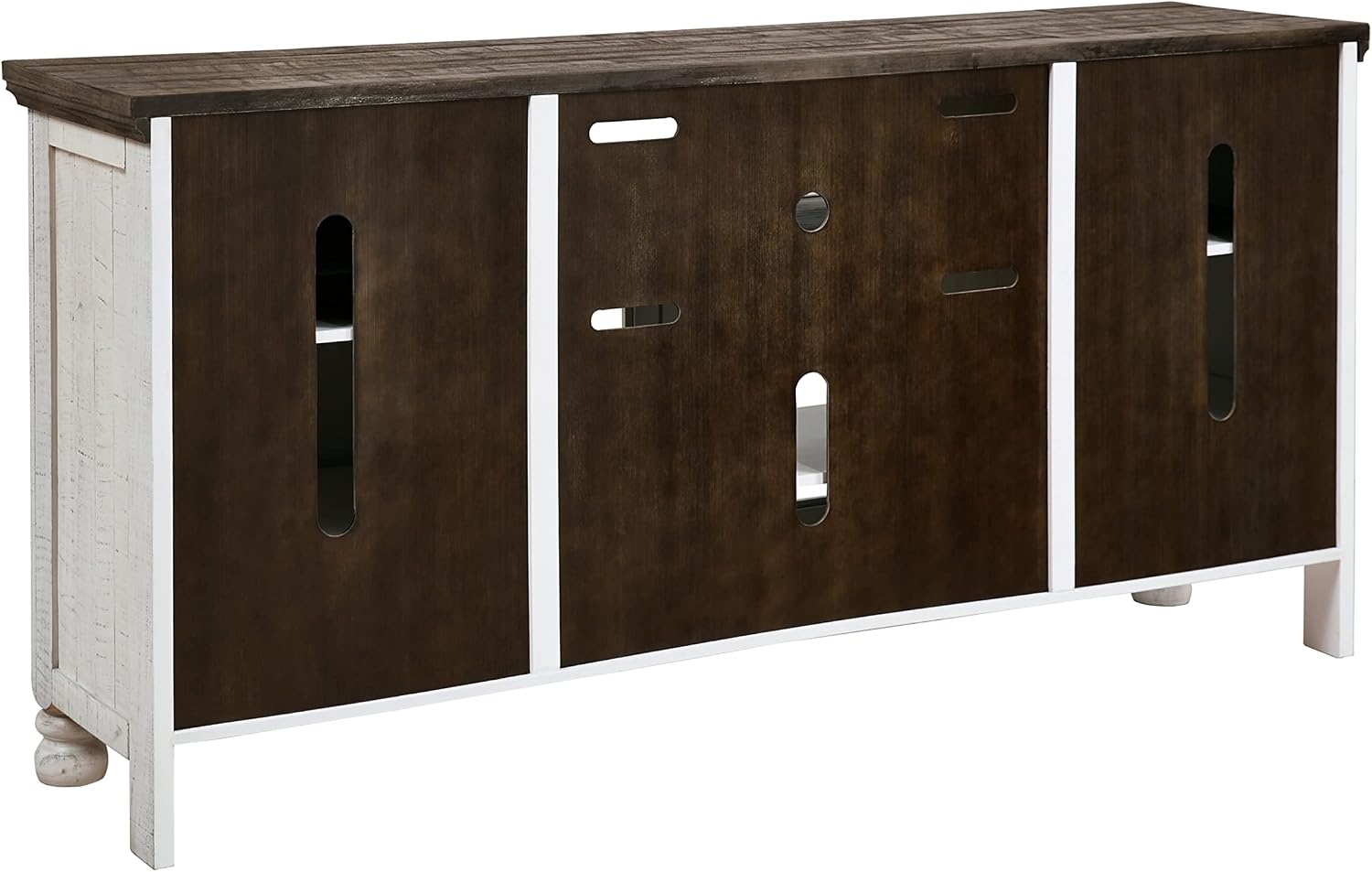 image:imageSignature Design by Ashley Havalance TV Stand Extra Large 74 Inch Entertainment Center Console Wood Veneer and Engineered Wood For Living Rooms Vintage White amp Weathered Gray