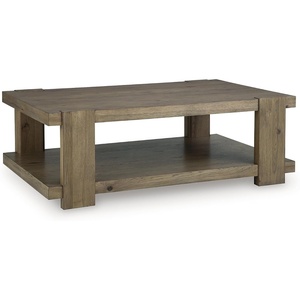 Signature Design by Ashley Flangren Casual Coffee Table with Storage, Light Brown