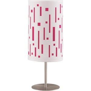 Ashley Signature Furniture Design – Puji Contemporary Table Lamp – Uno Cut Out Drum Shade – Pink & White