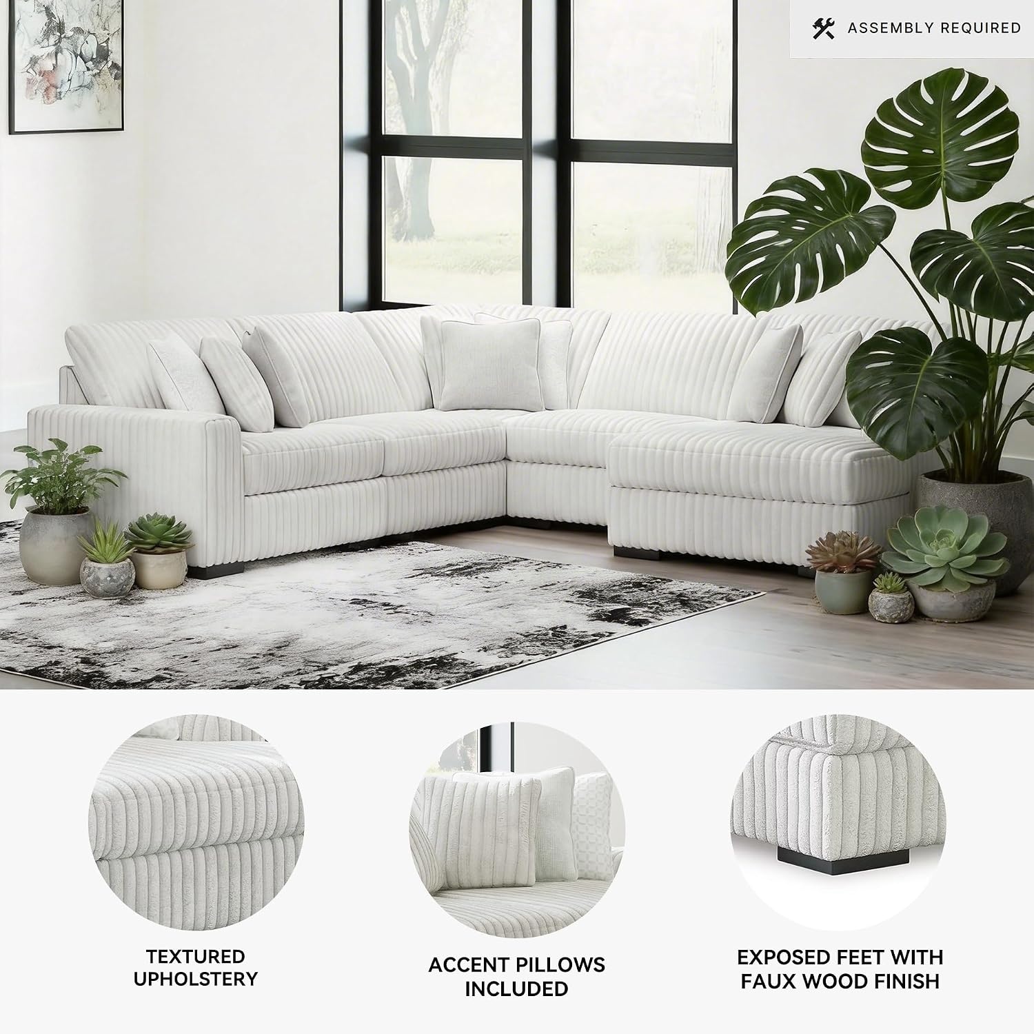 image:imageSignature Design by Ashley 5Piece Sectional Sofa with Chaise Ushaped cloud couch 100 polyester Engineered wood frame Feather blend cushions Living room sofa Stupendous Series