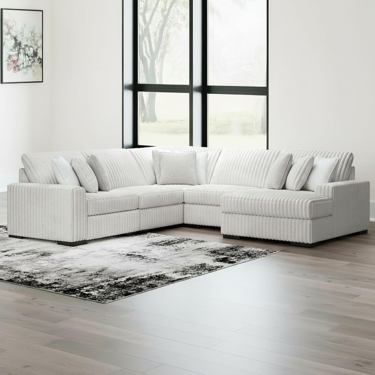 image:imageSignature Design by Ashley 5Piece Sectional Sofa with Chaise Ushaped cloud couch 100 polyester Engineered wood frame Feather blend cushions Living room sofa Stupendous Series