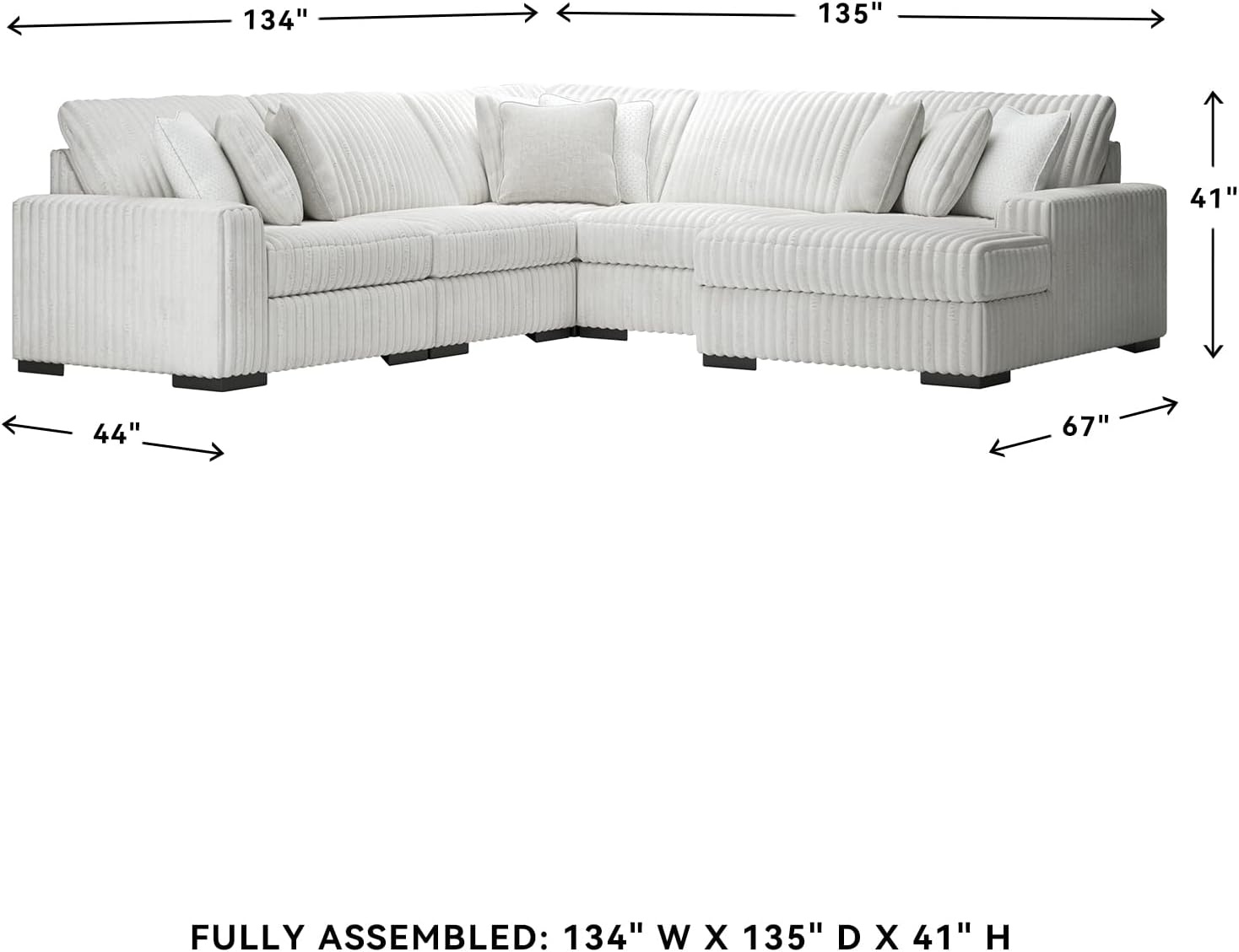 image:imageSignature Design by Ashley 5Piece Sectional Sofa with Chaise Ushaped cloud couch 100 polyester Engineered wood frame Feather blend cushions Living room sofa Stupendous Series