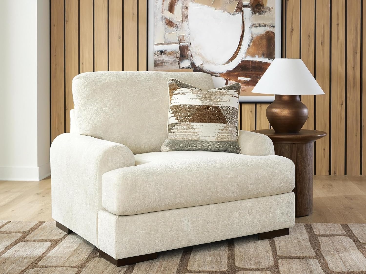 image:imageSignature Design by Ashley Meadowleaf 3Seater Sofa Pecan 100 polyester upholstery Reversible foam cushions Antisag platform foundation Zero assembly required Living room useSand