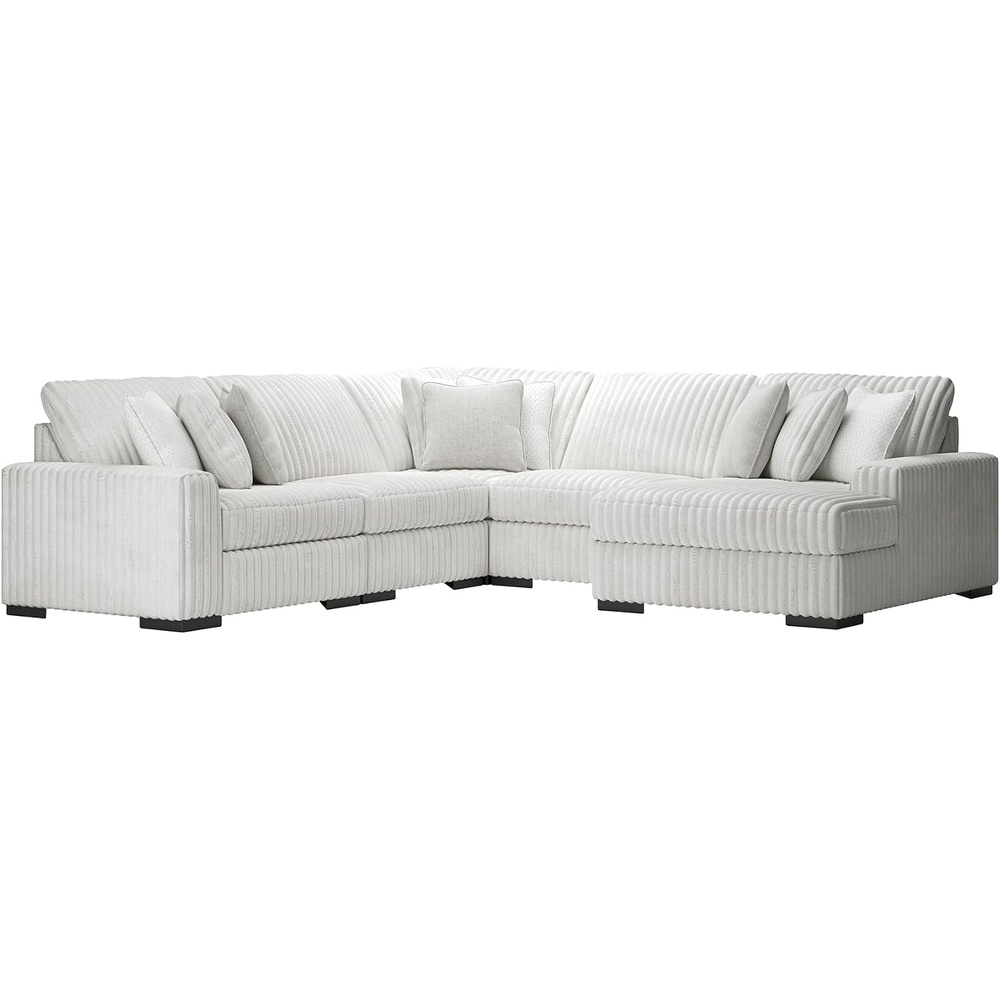 image:imageSignature Design by Ashley 5Piece Sectional Sofa with Chaise Ushaped cloud couch 100 polyester Engineered wood frame Feather blend cushions Living room sofa Stupendous Series