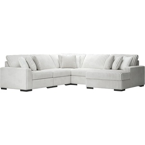 Signature Design by Ashley 5-Piece Sectional Sofa with Chaise | U-shaped cloud couch, 100% polyester, Engineered wood frame, Feather blend cushions, Living room sofa, Stupendous Series