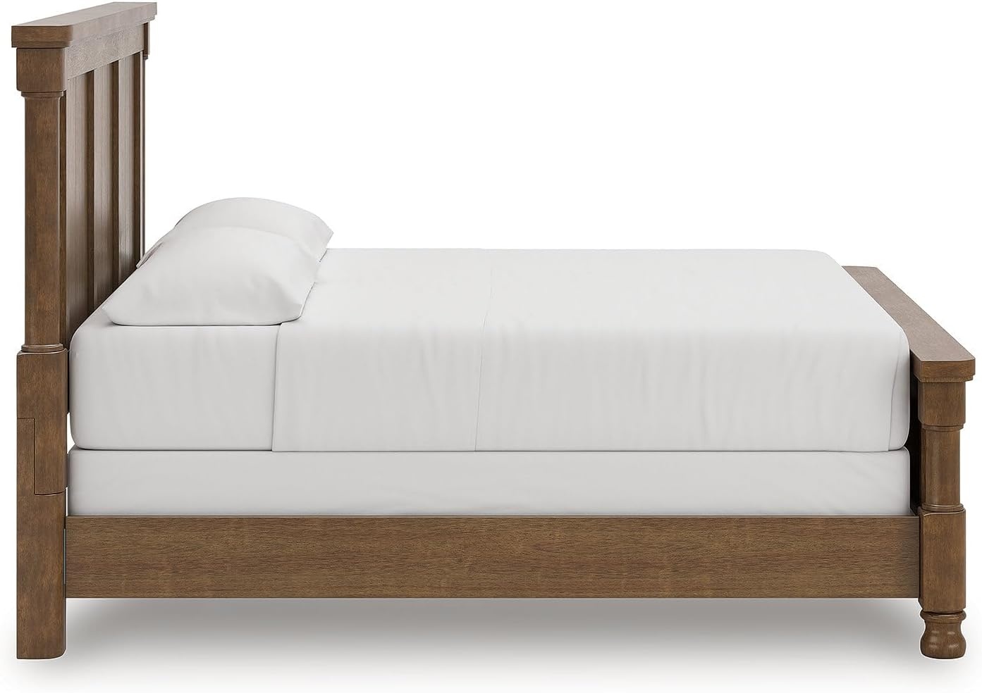 image:imageSignature Design by Ashley California King Four Poster Bed Frame Brown Mango wood veneer and engineered wood Laminated slat support Bed frame with headboard Master bedroom Greddinton Series