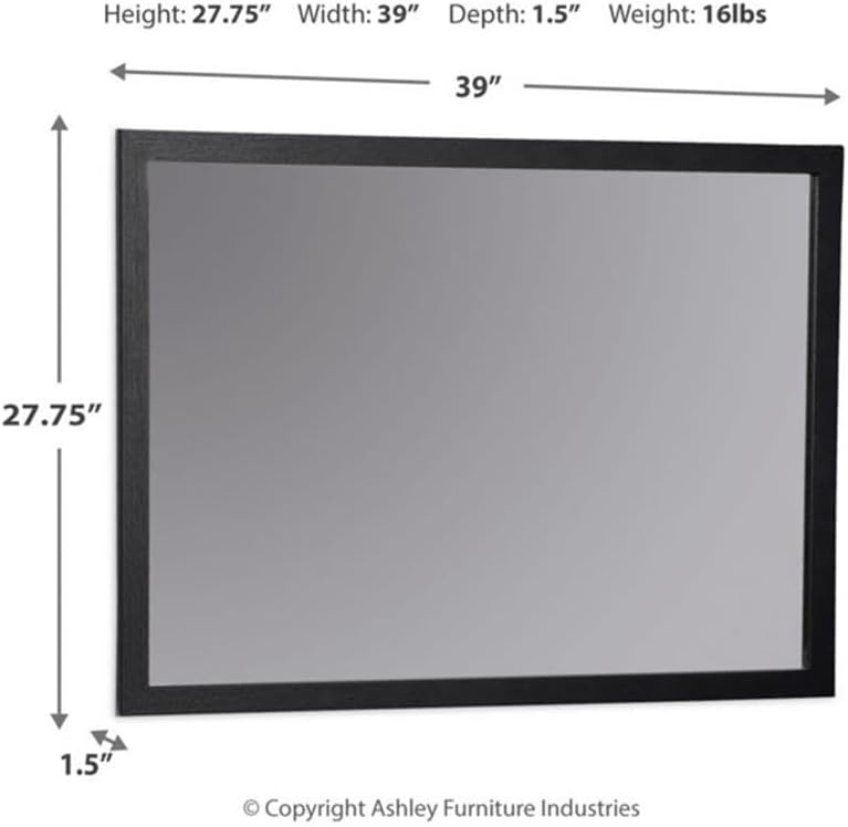 image:imageSignature Design by Ashley Cielden Casual Framed Bedroom Mirror for Wall and Dresser Mount Wood 3886 W x 13 D x 2768 H Light BrownBlack