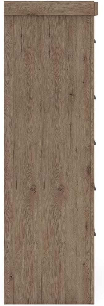 image:imageSignature Design by Ashley Contoura 5Drawer Chest of Drawers Engineered wood and decorative laminate Rustic modern style Bedroom storage use Dark bronzetone pulls European slides