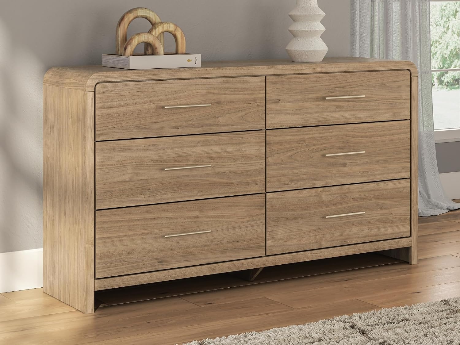 image:imageSignature Design by Ashley Dayella 6Drawer Dresser Warm Brown 62 in wide double profile Engineered wood MDFparticleboardplywood and decorative laminate Contemporary bedroom style