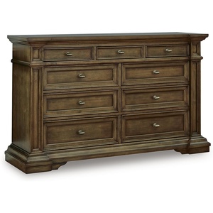 Signature Design by Ashley 9-Drawer Dresser, 71 Inch, Dark Brown | Large traditional dresser for master bedroom, Crafted with hardwood solids, birch veneer, and MDF, Thoridan Series