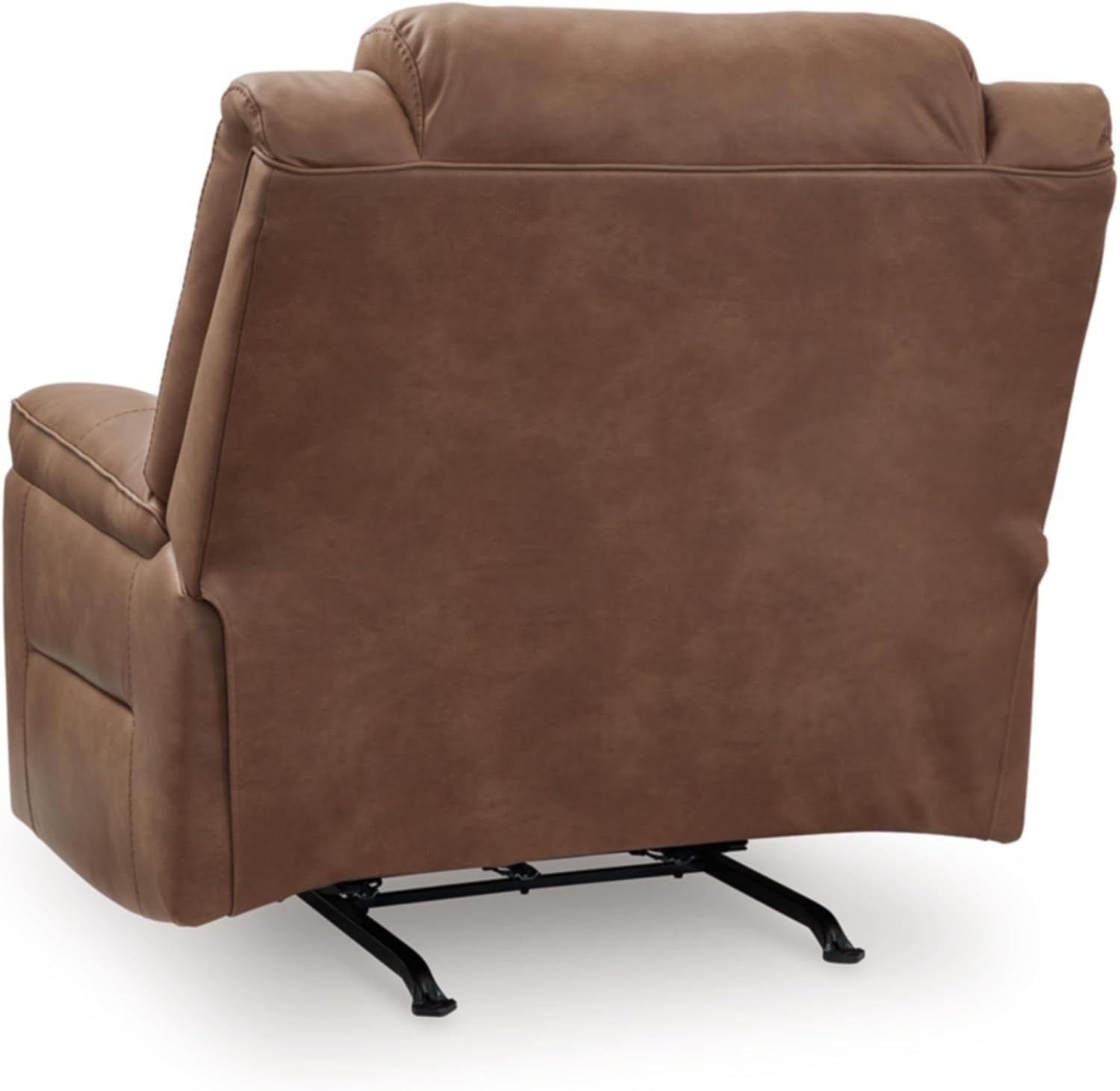 image:imageSignature Design by Ashley Oversized Manual Rocker Recliner Chair Shadow Faux leather upholstery 400 lbs weight capacity Living room use 44 in wide Steel seat box Chadstone SeriesCaramel