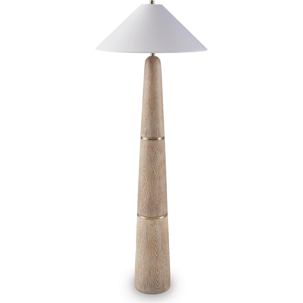 image:imageSignature Design by Ashley Mid Century Floor Lamp for Living Room Brown  Sculptural mid century floor lamp 26inch fabric shade Tall aesthetic living space design Gasparleigh Series