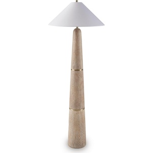 Signature Design by Ashley Mid Century Floor Lamp for Living Room, Brown | Sculptural mid century floor lamp, 26-inch fabric shade, Tall aesthetic living space design, Gasparleigh Series