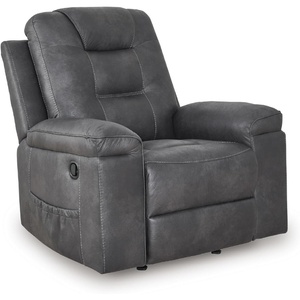 Signature Design by Ashley Oversized Manual Rocker Recliner Chair, Shadow | Faux leather upholstery, 400 lbs weight capacity, Living room use, 44 in wide, Steel seat box, Chadstone Series(Granite)
