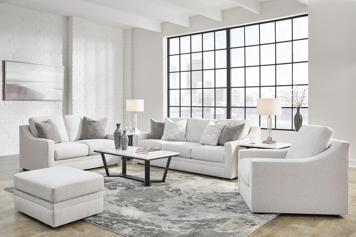 image:imageSignature Design by Ashley Laylabrook Contemporary Tufted Oversized Accent Ottoman with Foam Cushion Light BrownChalk