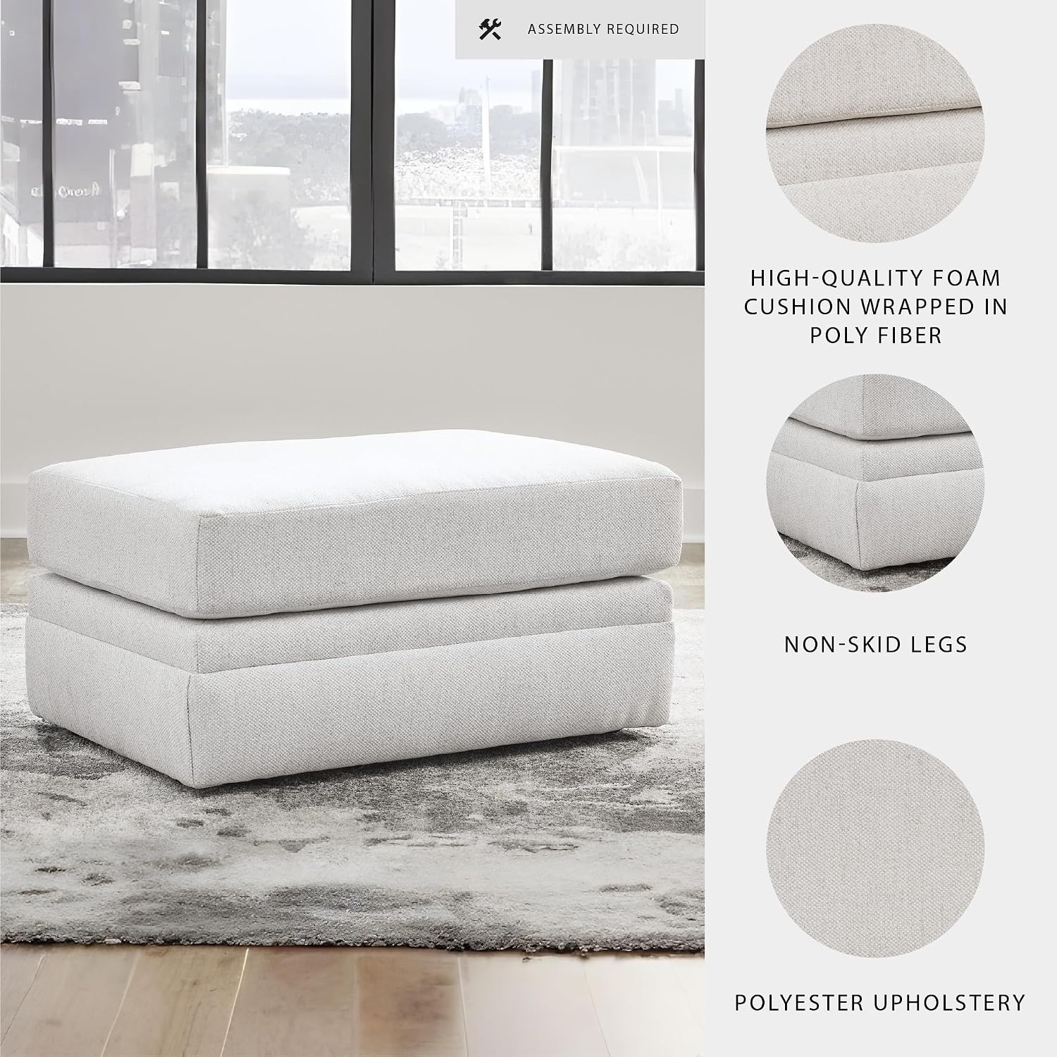 image:imageSignature Design by Ashley Laylabrook Contemporary Tufted Oversized Accent Ottoman with Foam Cushion Light BrownChalk